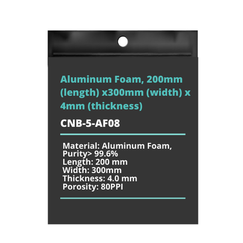 Aluminum Foam, 200mm (length) x300mm (width) x 4mm (thickness)
