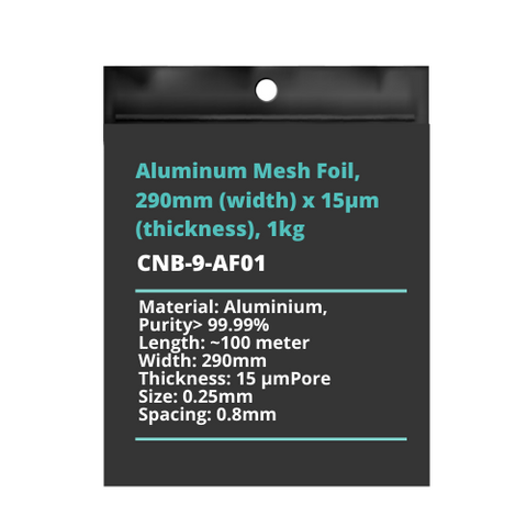 Aluminum Mesh Foil, 290mm (width) x 15μm (thickness), 1kg
