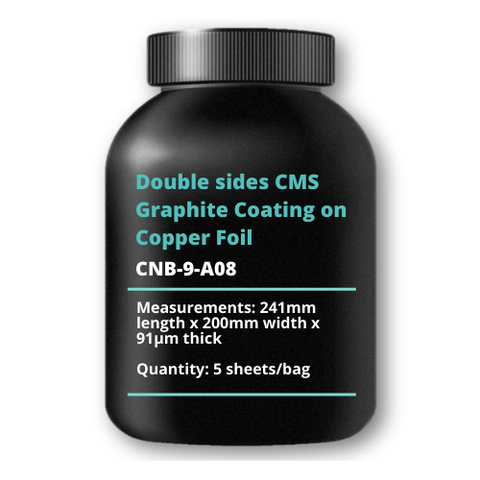 Double sides CMS Graphite Coating on Copper Foil, 241mm length x 200mm width x 91μm thick, 5 sheets/bag
