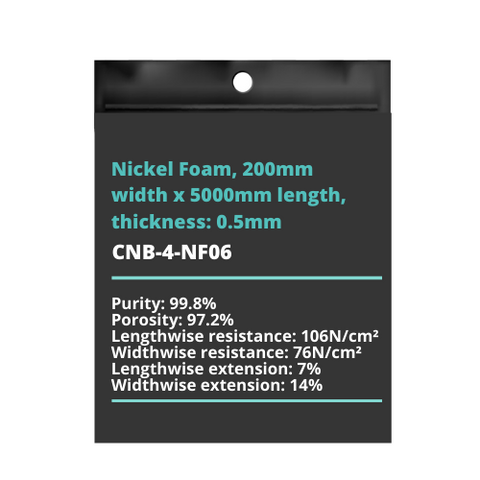 Nickel Foam, 200mm width x 5000mm length, thickness: 0.5mm