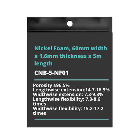 Nickel Foam, 60mm width x 1.6mm thickness x 5m length